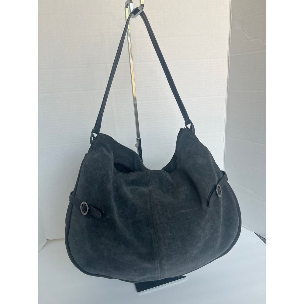 Anteprima Suede Shoulder Bag Women Large Gray Excellent Hobo Tote Purse - Picture 1 of 9